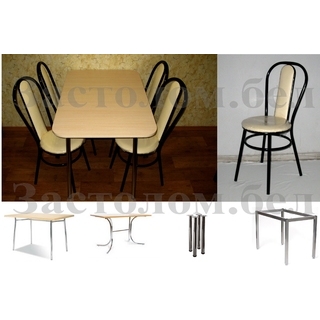 Обеденная группа: стол кухонный со скосом Дуб молочный + 4 стула Оптимус. Выбор размера и цвета.