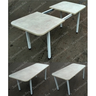 Раздвижной стол из постформинга (пластик), ЛДСП или массива дуба на цельно сварном подстолье серии "Т" с выбором размера и цвета