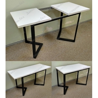 Раздвижной стол из постформинга (пластик), ЛДСП или массива дуба на цельно сварном подстолье серии "Z" с выбором размера и цвета